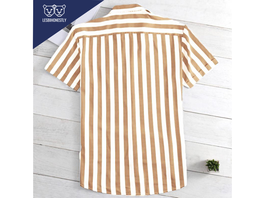 Vertical Striped Button Down (Grey/Red/Yellow)