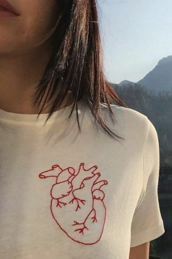 Wear Your Heart on Your Titty Embroidered T-shirt